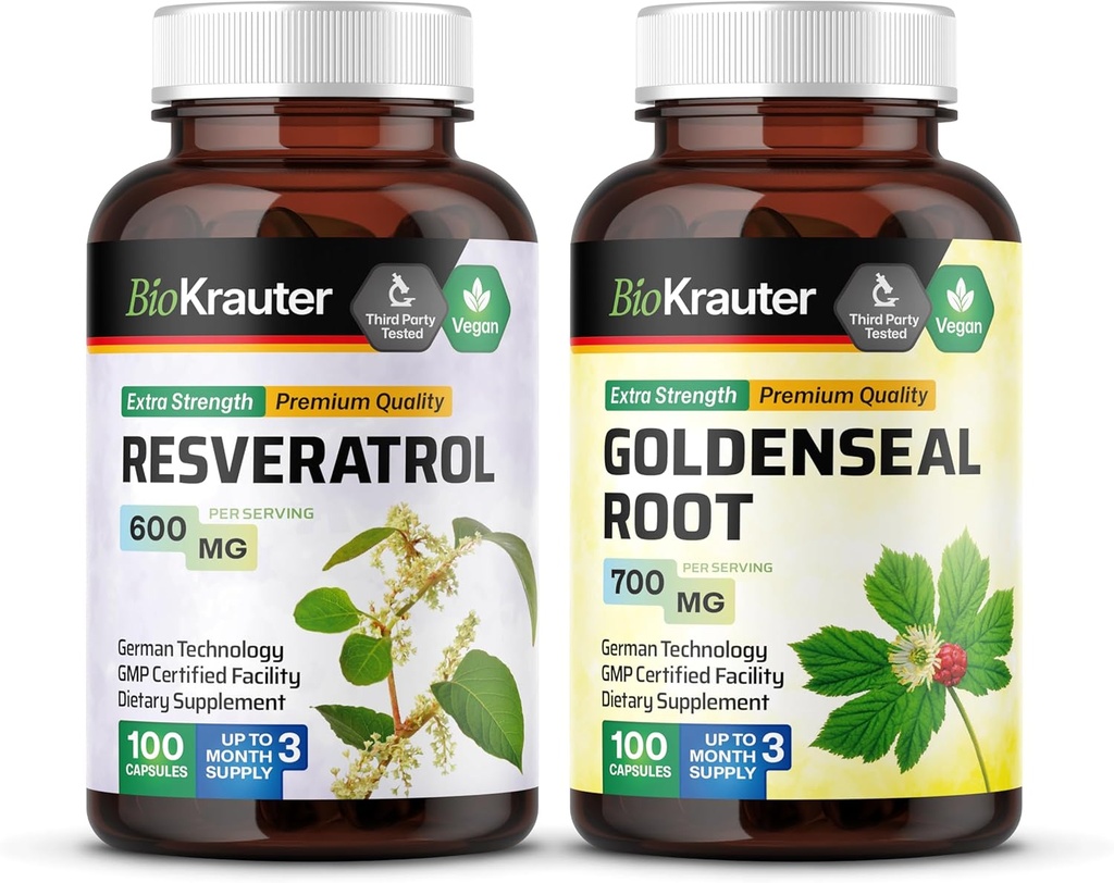 BIO KRAUTER Resveratrol 100 kapsulas un zelta krāsas 100 kapsulas