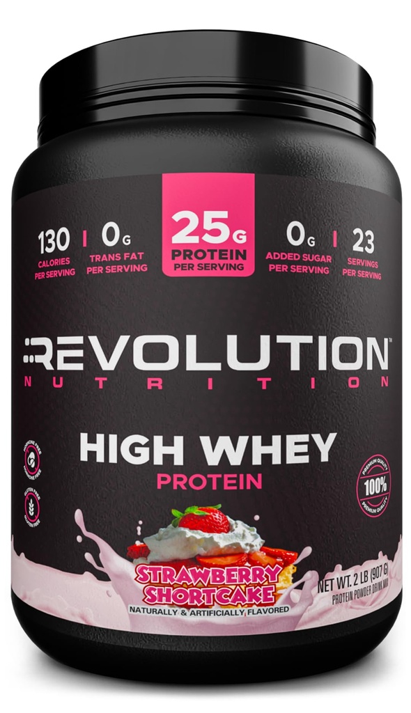 Revolution Uzturs, augsts sūkalu, olbaltumvielu pulveris 2LB, sūkalu izolāts, bez lipekļa, Lean Muskuļu masa vīriešiem un sievietēm, 25g proteīna Per Scoop, 908 g, 24 Kalpo (Zemeņu shortcake, 2 mārciņas)
