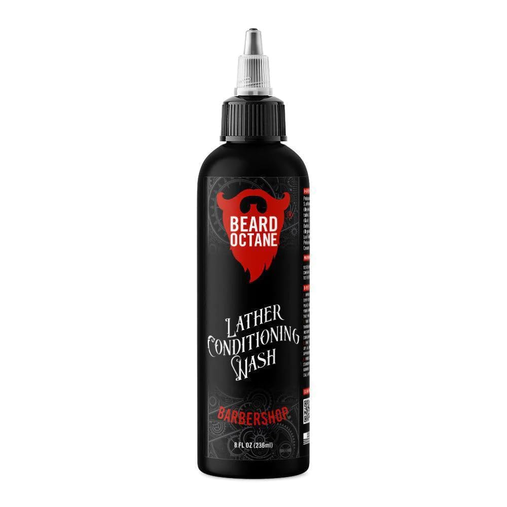 Beard Oktāns: Barbershop Beard Wash - 8oz Beard Shampoo - Cleans & Moisturizes Beards w/Shea Butter - Softer Beards - Ražots ASV