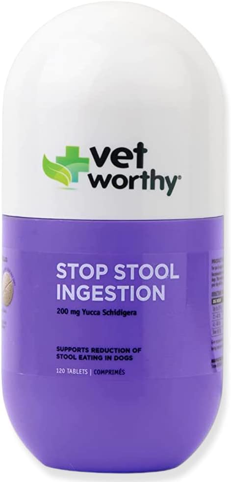Vet Worthy Stop Stool Iegremdēšana - Coprophagia - Suņi Papildinājums, lai novērstu Stool Ēšanas - Suns Papildinājums ar Yucca Schidigera, Pētersīļi Leaf, Kumelīte, Tiamīns - Aknu Flavor, 120 košļājamās tabletes