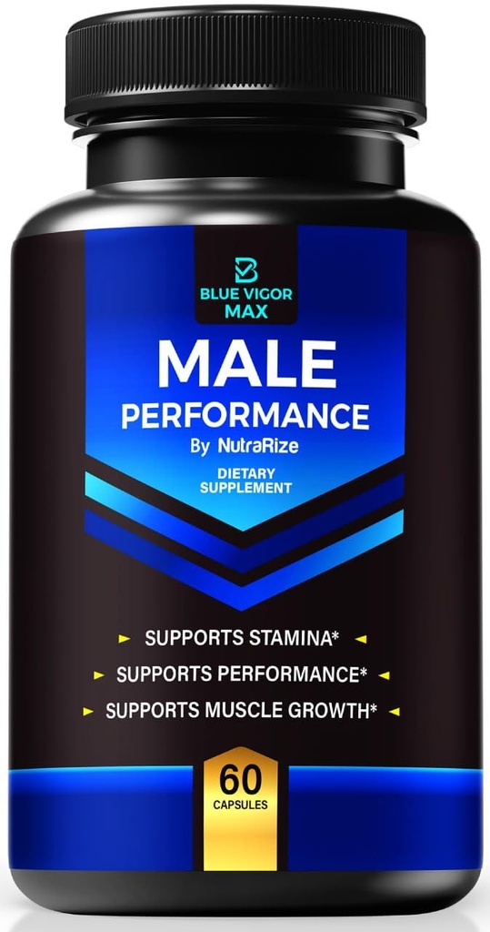 Blue Vigor Max tabletes vīriešiem, All-Natural Formula vīriešu fitnesa un izturības, Premium kapsulas ikdienas uzturu, veiktspēju un enerģiju, Oficiālais papildinājums Man Atsauksmes (60 kapsulas)