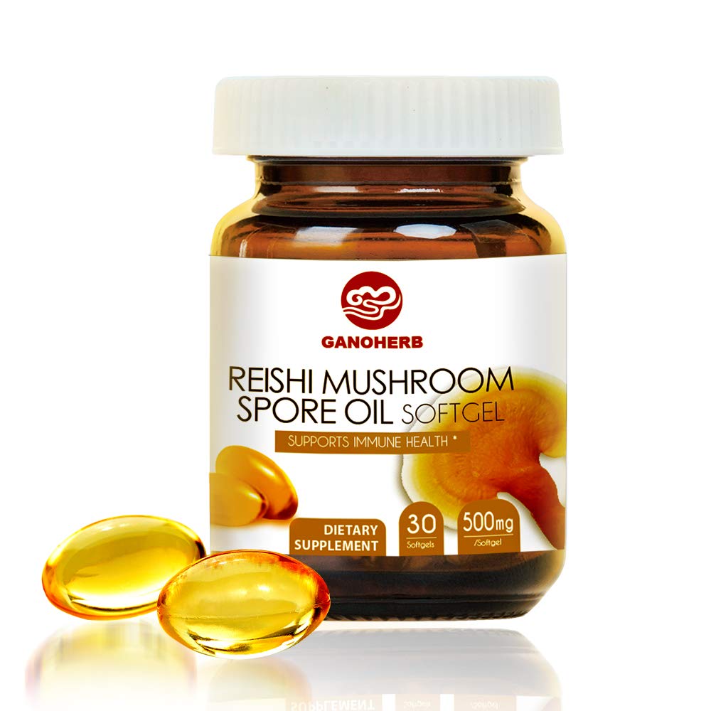 Organic Reishi Mushroom Spore Oil-USDA Ganoderma Lucidum Extract Capsule-Immune System Natural Energy for Wellness&Liver Support-Vegan, Non-GMO Gluten Free, 30 Veggie Softgels