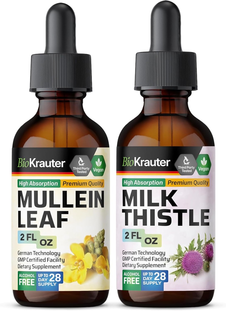BIO KRATER Mullein Tincture 2 Fl. Oz. & Milk Thistle Tincture 2 Fl. Oz.