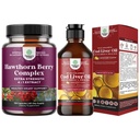 Papildu stipruma bars Hawthorn Berry Capsules Hawthorn ekstrakts Gremošanas un sirds veselības papildinājums un Īslandes mencu aknu eļļa Šķidrā savvaļas ganāmpulks Nordic Omega 3 Zivju eļļa Šķidrums pieaugušajiem un bērniem
