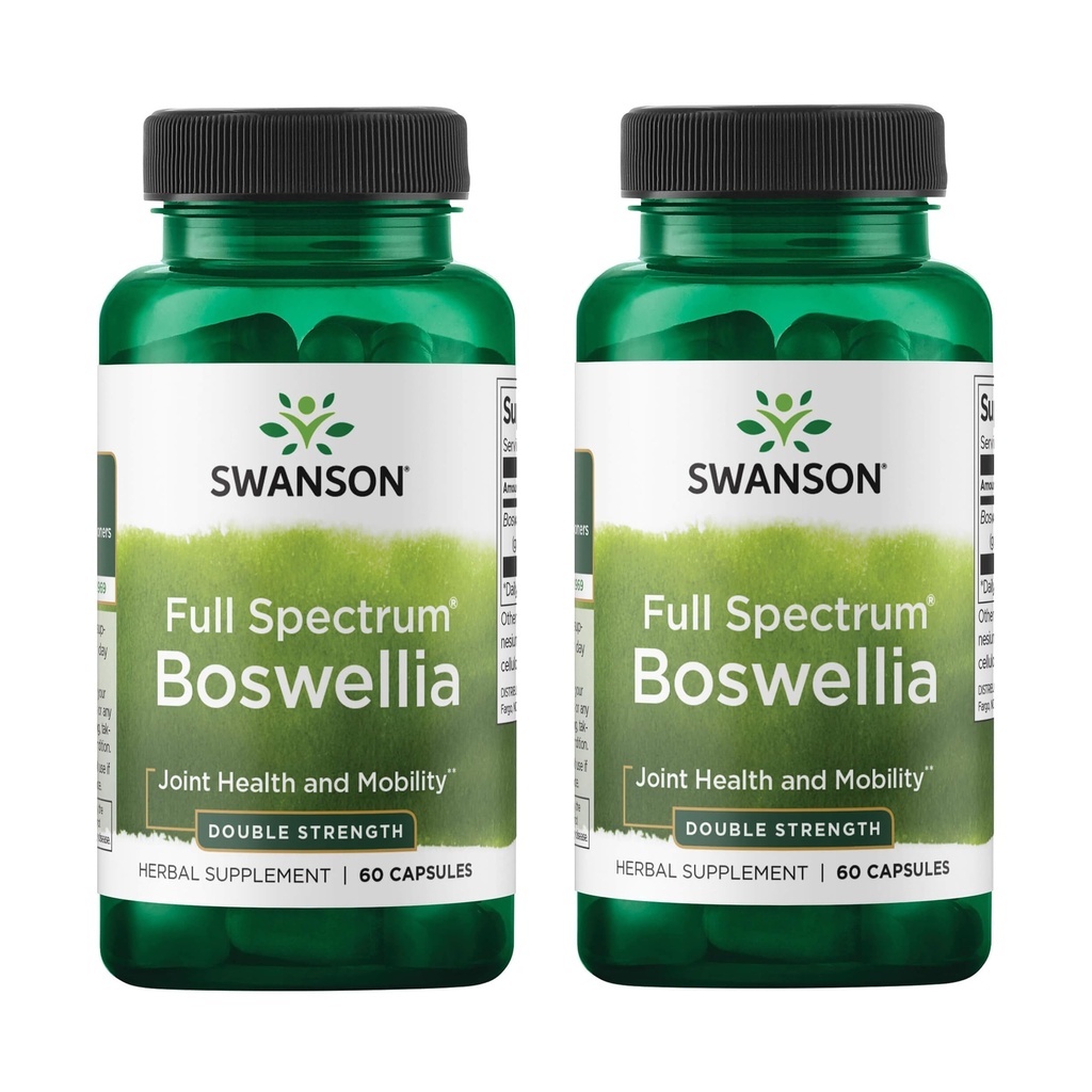 Swanson Double Strength Boswellia-Herbal papildinājums Veicināt kopīgu atbalstu-Ayurvedic Herb par kopīgu elastību un mobilitāti Atbalsts-Ražots w/Boswellia Serrata Rezin - 60 kapsulas, 800mg katrs) 2 iepakojums