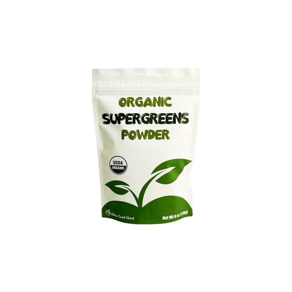 Cherie Sweet Heart Supergreens Pulveris - Green Superfood - Organic Greens Pulveris Super Greens - Smoothie Pulveris - Superfood Pulveris - Greens pulveris - 6 unces Super Greens Pulveris - 34 Servē