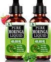 (2 Iepakojums) Organic Moringa šķidruma pilieni enerģijai,Metabolisms Imūnsupport,Moringa Leaf ekstrakts 6X Absorbcija nekā pūderkapsulas,Zaļš Superfood papildinājums sievietēm Vīriešiem