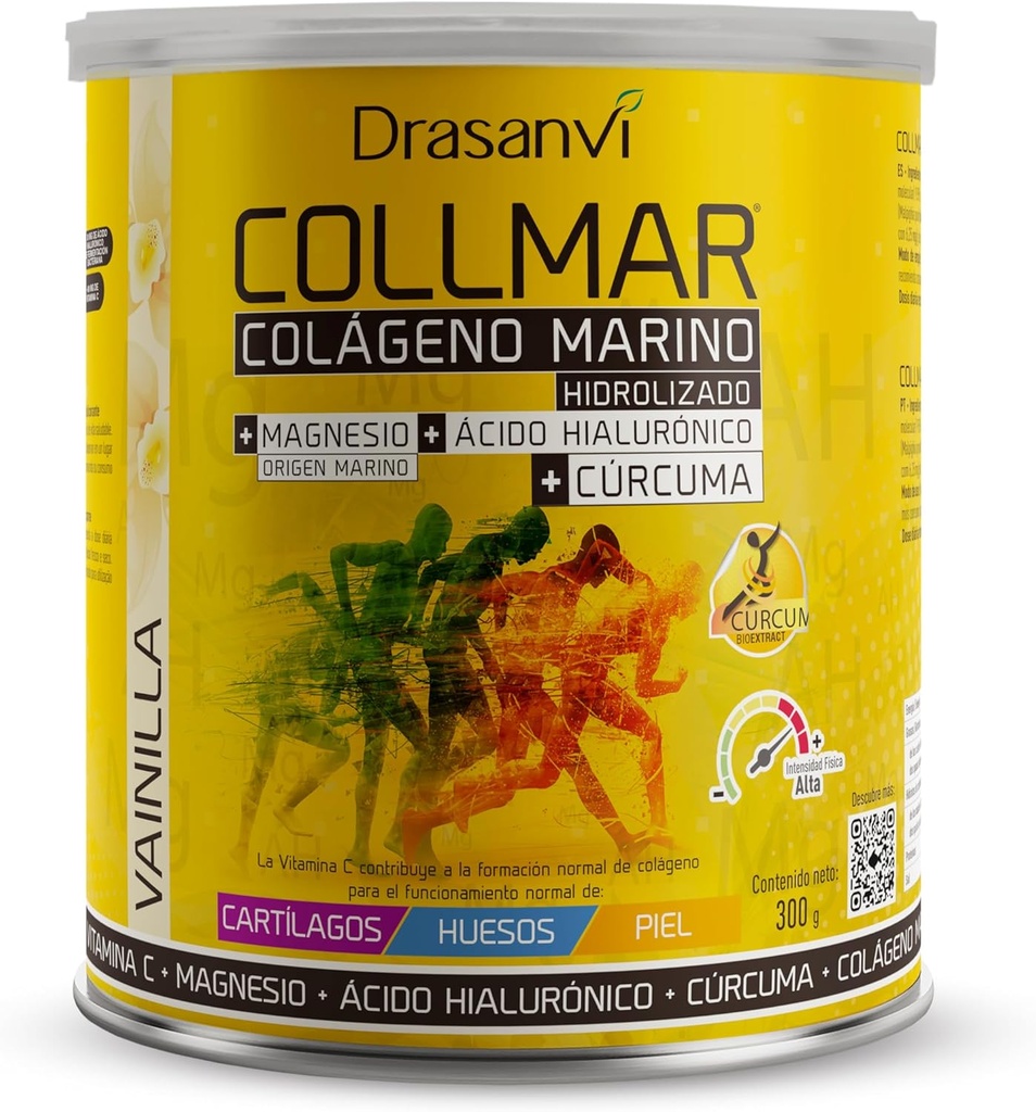 Drasanvi COLLMAR Hidrolizēts kolagēns ar magniju un turmeriku 300g Pulveris Vanilla Flavor - muskuļu augšanai un bez lipekļa