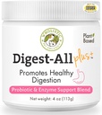 Wholistic Pet Organics Probiotikas suņiem ar gremošanas enzīmiem un prebiotikas Fiber - 4 Oz - ikdienas Kaķis un suns Probiotikas gremošanas veselībai, Pretcaurejas un zarnu atbalsts - Dabas pulvera papildinājums