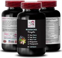Dabiskās sastāvdaļas - RESVERATROL COMLEX - Ogu priekšrocības, uzturvielu palielināšana, enerģijas atbalsts, granātābolu enerģija, Acai Berry enerģija, ikdienas atbalsts, hidrācijas bilance 1 pudele 60 kapsulas