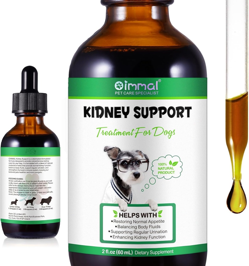 Pet Nieres Atbalsts suņiem, Veterinārārsts Formulēts, Atbalsta Veselīgas nieru funkcijas suņiem, Veicina vispārējo fizisko veselību un labklājību, Herbal Papildinājums, Viegli Absorb, 2 oz