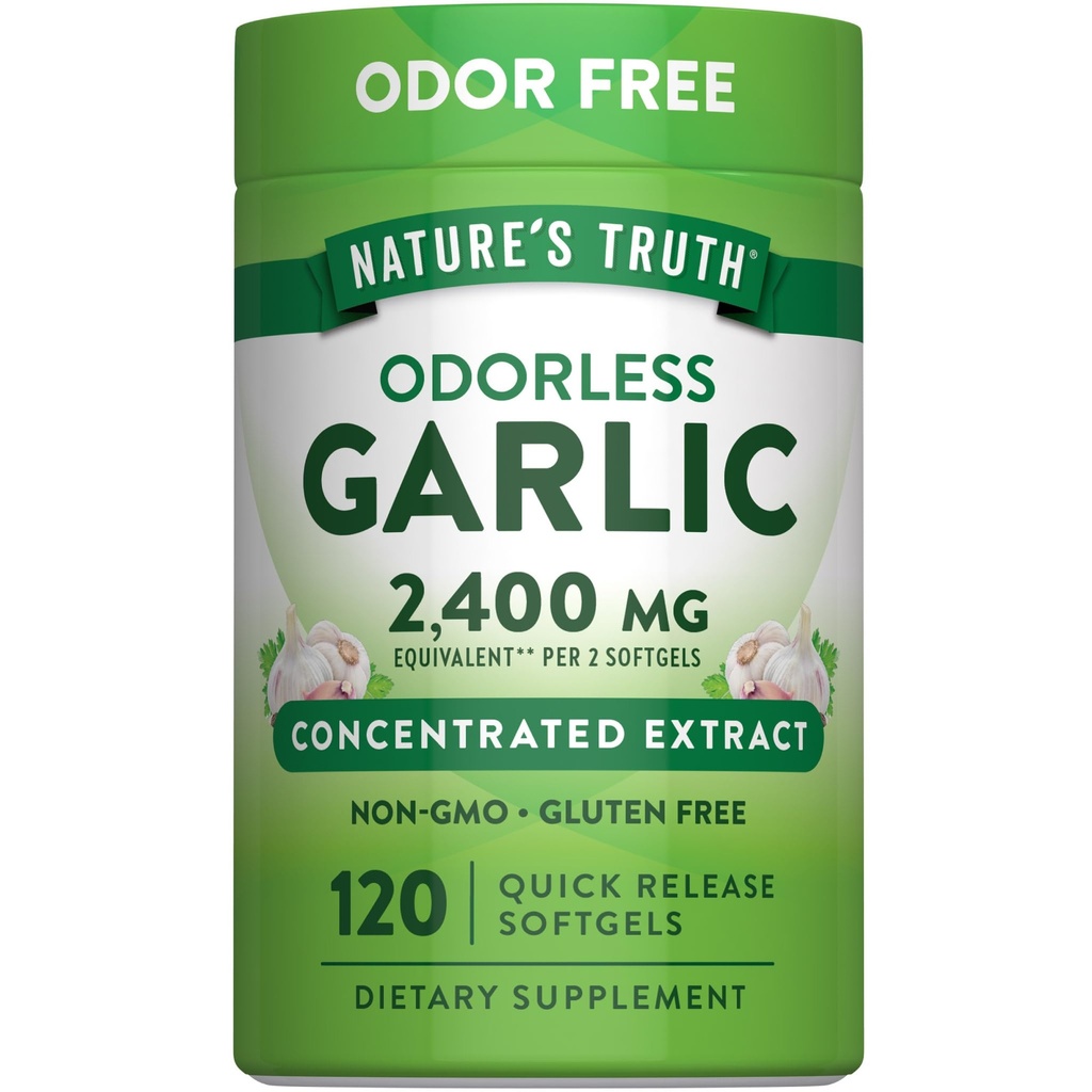 Dabas patiesība Bezziedu ķiploki 2400 mg - 120 Softgels - Extract Pills --non-GMO, bez lipekļa Papildinājums
