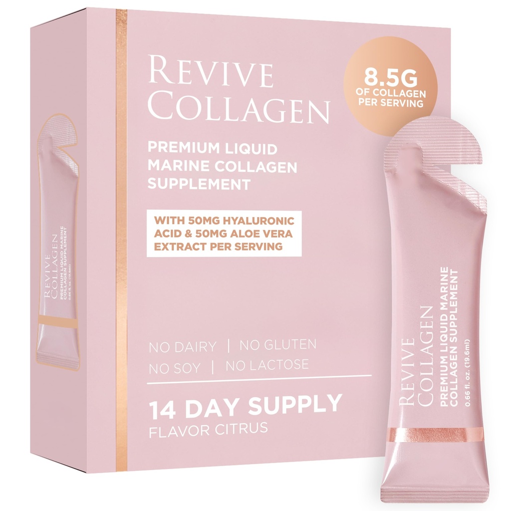 Atdzīvināt kolagēns Premium 8,500mg Hidrolizēts jūras kolagēna bagātinātāji dzēriens ar pievienoto Hyaluronic Acid & Aloe Vera veselīgai ādai, matiem, nagiem un locītavām; citrons un laims (14 dienu piegādes)