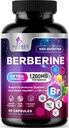Berberine HCL 1200mg papildinājums - Berberine HCI kapsulas High Absorbcija papildinājums sirds veselībai un imūnās sistēmas atbalsts, augsta stipruma, bez lipekļa, Vegan, ne-GMO tabletes - 60 Veggie kapsulas