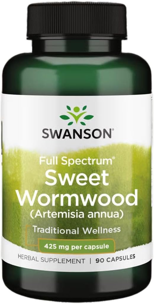 Swanson Sweet Wormwood - Var veicināt GI Gut veselību, Microbial Balance & Gremošanas Veselības Atbalsts - Herbal Papildinājums ar Artemisin - (90 Kapsulas, 425mg katrs)