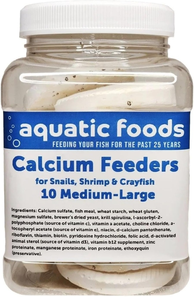 Aquatic Foods Inc. kalcija barotājs Vidēja izmēra čaulas. Extra Biezs čaulas garneļu, gliemežu, krabju, vēžu, Hermit Crabs un visu tropu zivis ...10 Count Jar