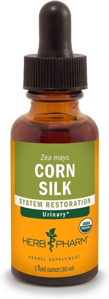 Herb Pharm Sertificēts Organic Corn Silk Liquid Extract for Urinary System Support - 4 Ounce