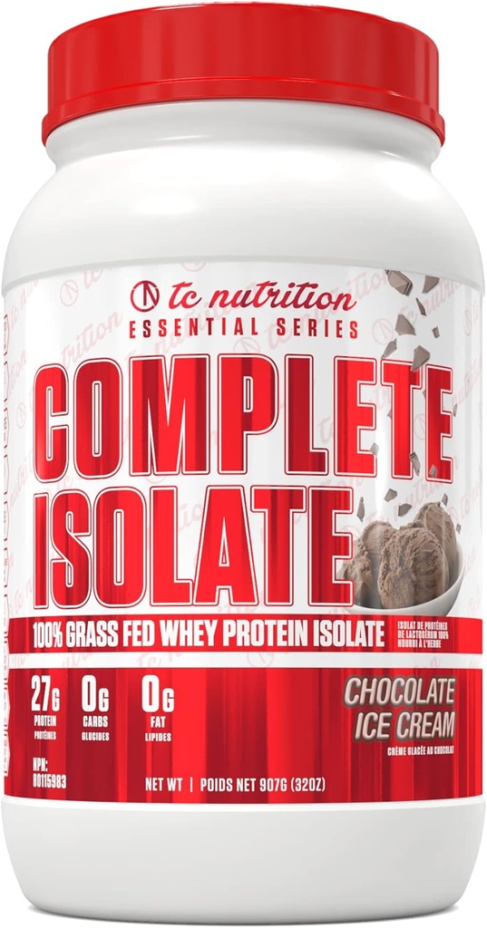 Complete Isolate Zāles kausēts sūkalu proteīns Izolāta pulveris - Nulles ogļhidrāti vai tauku, Sūkalu olbaltumvielu pulveris muskuļu augšanu un atjaunošanos, Non-GMO sūkalu olbaltumvielu pulveris - Šokolādes ledus krēms, 29 serv (2lb)