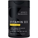 Sporta pētījumi® D3 vitamīns 4000 SV ar kokosriekstu MCT eļļu - Double Strength D vitamīna papildinājums - bez lipekļa · bez GMO · bez sojas - 360 grāvja softgeli