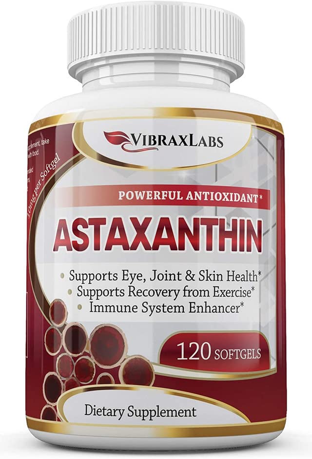 Astaksantīns 10 mg Papildinājums/Labākais tīrais antioksidants no mikroaļģēm, palīdz ādas kopšanai un acīm, locītavu locītavām, veselīgai novecošanai, enerģijas palielināšanai, 120 ne-GMO softgeli - Premium astaksantīna papildinājumi