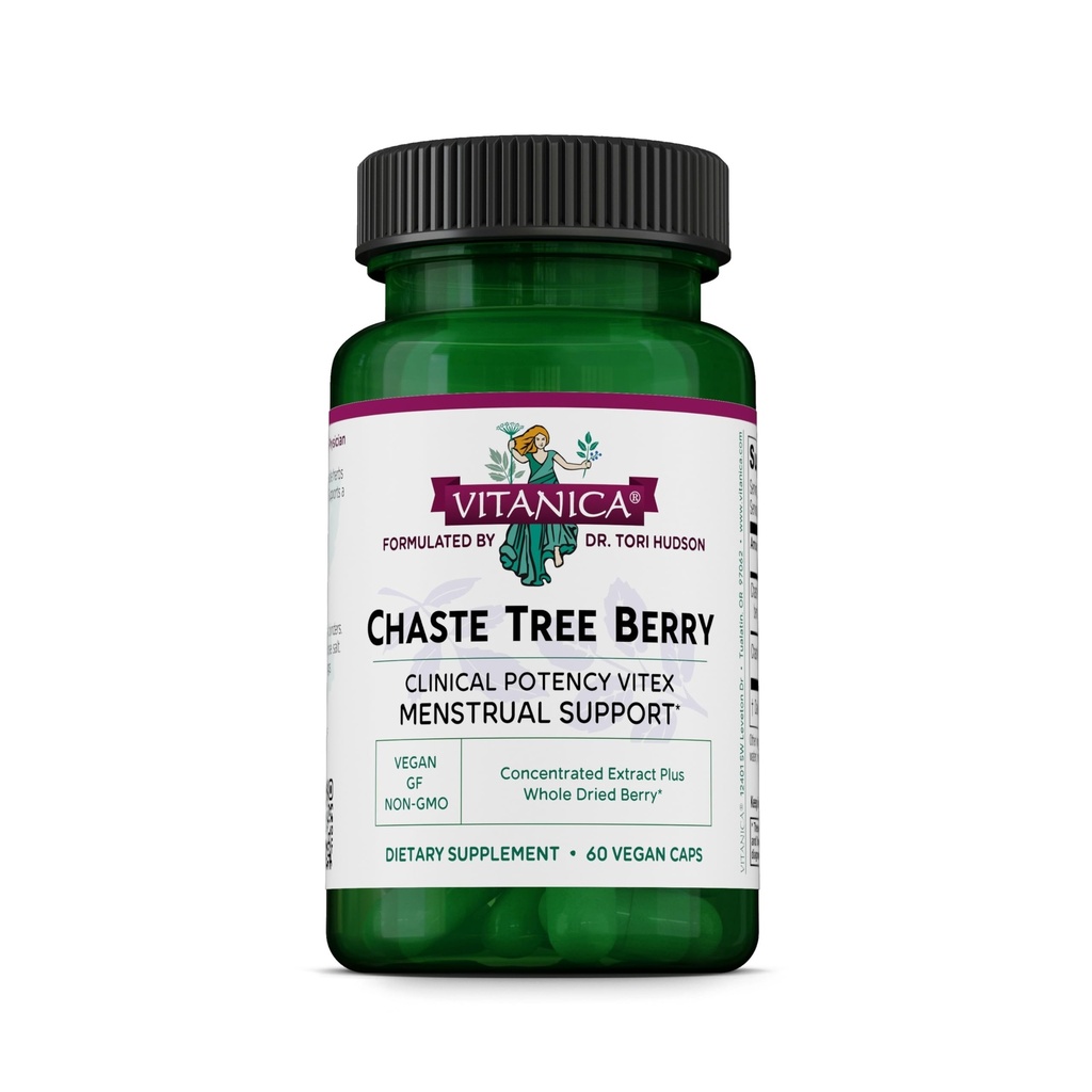 Vitanica Chaste Tree Berry Extract, Vitex Chasteberry Piemaksa sievietēm, Hormonu balanss un menstruālais cikls Atbalsts, Ne-GMO, Vegan, 2 Month Supply, 60 Kapsulas