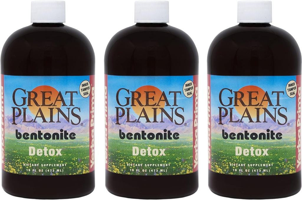 Yerba Prima Great Plains Bentonite Clay - 16 oz (3. iepakojuma) - Dabīgs iekšējais šķidro mālu tīrīšanas papildinājums