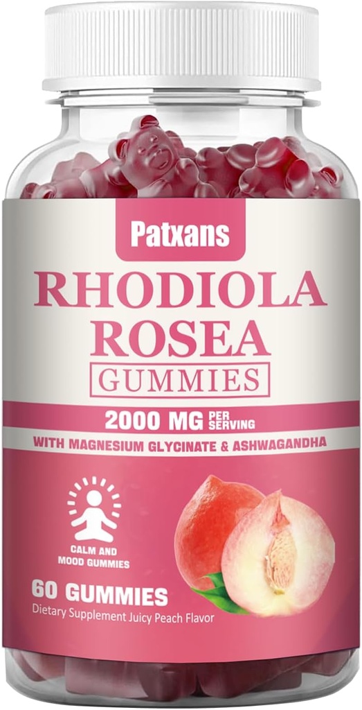 1 Iepakojums 2000MG Rhodiola Rosea Gumies - Rhodiola papildinājums un kortizola slāpētājs izturībai, garastāvoklim un stresam, miega un noguruma atvieglojuma atbalstam, 60 tabletes.