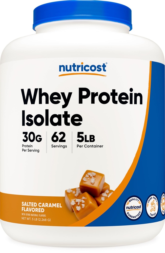 Nutricost sūkalu olbaltumvielu izolāts (apdedzināts karamele, 5LBS)