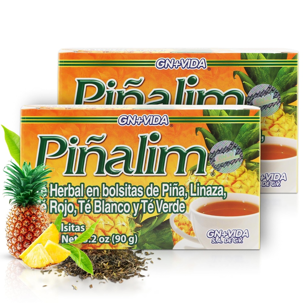 GN + VIDA Pinalim tēja                 ; Tēja uz ananāsu bāzes, kas satur sarkano tēju, zaļo tēju, balto tēju un Senna Leaf  ; Termogēniskais efekts ; Twin Pack (2 x 30 Tējas maisiņi)