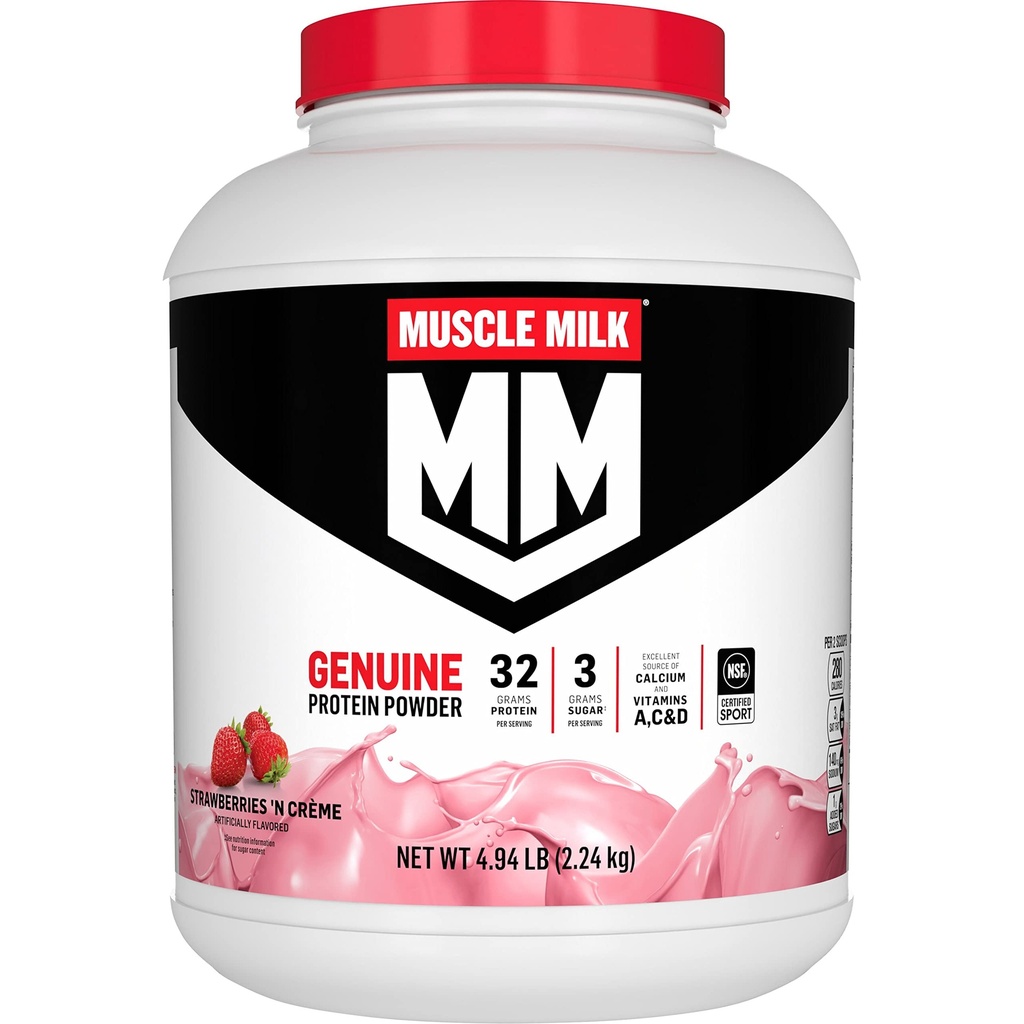 Muskuļi Piens Genuine Protein Pulveris, Zemenes 'N Crème, 32g Olbaltumvielas, 4.94 Pound