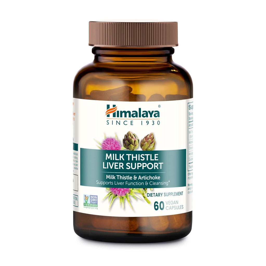 Himalaya Milk Thitle Aknu atbalsts - ar Chicory, Andrographis, Dandelion, un Silymarin aknu tīrīšanu, Detox un funkcijas - Vegan, Non-GMO, Gluten Free, 350 mg, 60 kapsulas