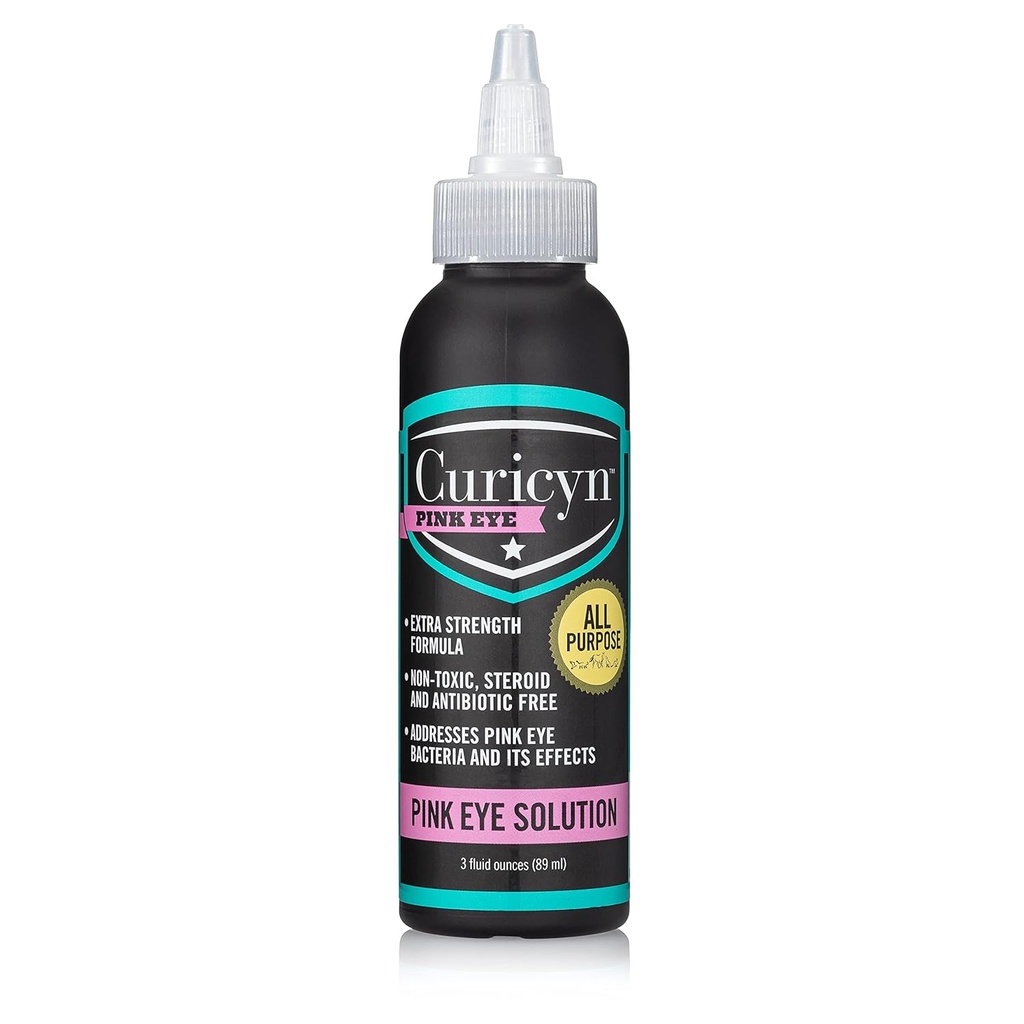 Curicyn rozā acu šķīdums (3 oz), suņu acu pilieni, konjunktivīts acu pilieni suņiem, kaķiem, mājlopiem un zirgiem, suņu acu mazgāšana ar attīrītu Anolyte, drošu un nomierinošu suņu acu pilieni infekcijas