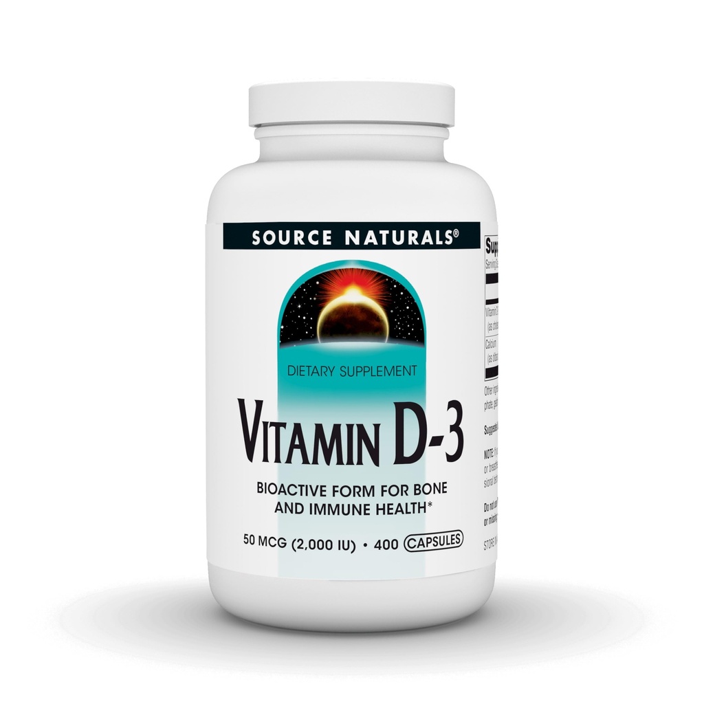 Avots Naturals D- 3 vitamīns, atbalsta kaulu un imūno veselību, 2000 iu - 400 kapsulas
