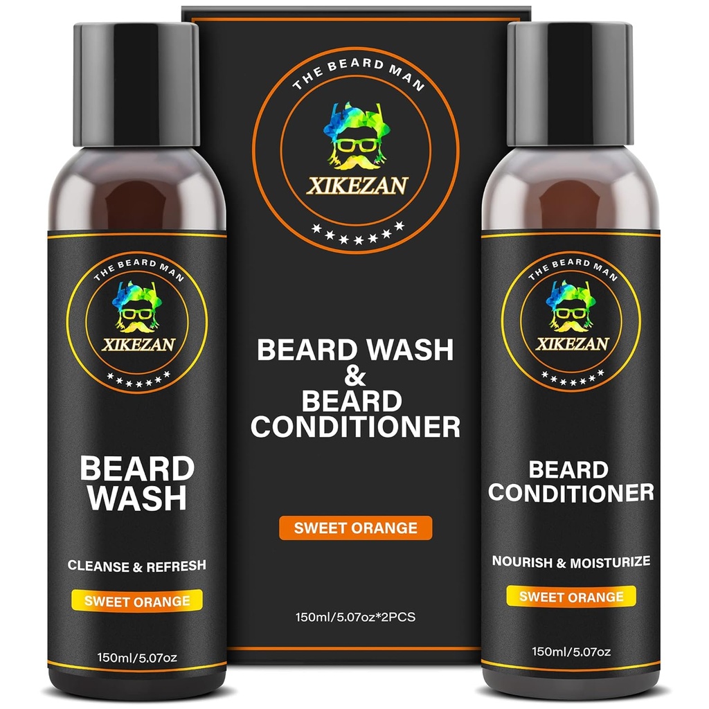 XIKEZAN Beard Wash & Beard Kondicionieris Dabīgs Softener Komplekts w/Argan & Jojoba Eļļas Gludināšanas & Stiprina Ziemassvētku Stocking Studenti Tēva diena Dāvanas vīriešiem Viņu tētis Boyend Vīrs
