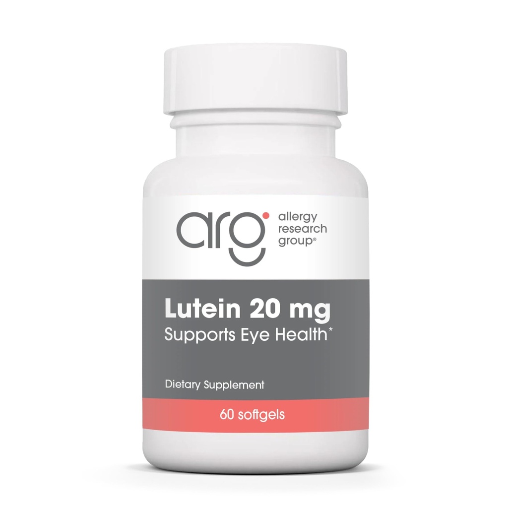 ARG Lutein 20 mg Key Eye Nutrient - Supplement to Support Eye Health - Delivers 20 mg Lutein with 1 mg Zeaxanthin - Carotenoid Antioxidant - Vegetarian & Hypoallergenic - 60 Servings - 60 Capsules