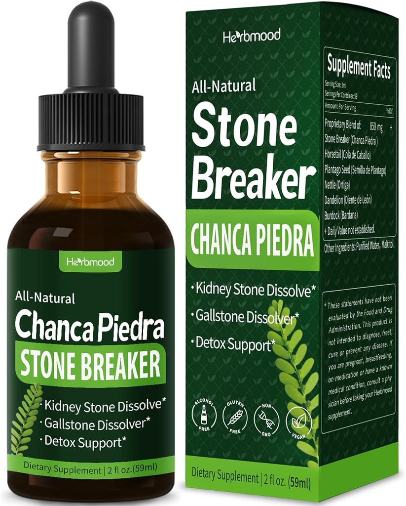 Chanca Piedra Stone Breaker Pilieni uz nieru akmeņiem & Gallstone Dissolver, Horsetail Extract Nire Cleanse Detox & Remont, Gotas de Cola de Caballo y Chancapiedra para Los Riñones. 2 unces