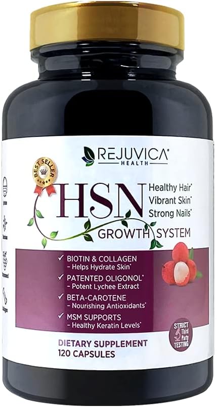 Matu āda un nagus Vitamīni - HSN sistēma - Atbalsta Veselīgi mati, āda un nagus - Advanced Iekapsulēts Remedicedy - Formulēts ar Oligonolu, Biotīns, Kolagēns, MSM, Hyaluronic Acid & More