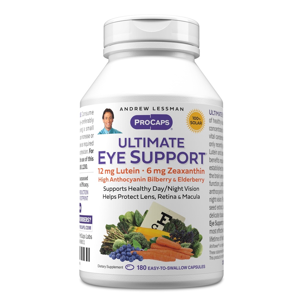 ANDREW LESSMAN Ultimate Eye Support 180 Softgels - 12mg Luteīns, 6mg Zeaxanthin, Melleņu, Atslēgas Nutrients, lai atbalstītu acu veselību un veicināt veselīgu redzi. Nav piedevu. Viegli norīt softgelus