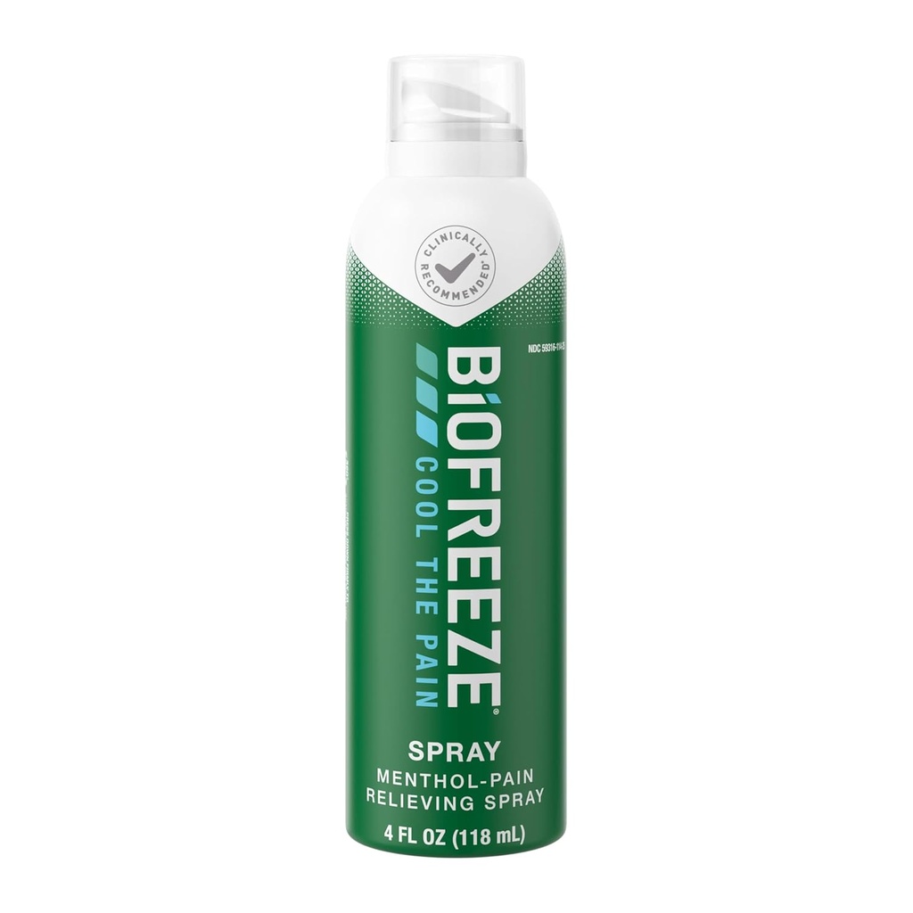 Biofrīze Sāpju atvieglošanas Spray, Artrīts Sāpes Reliver, Ceļgala & lejas muguras sāpes Relief, Rīkles Muskuļu Reliefs, Kakla sāpju atvieglošana, Farmaceits Ieteicams, FSA piemērota, 4 FL OZ Biofreze Mentol Spray