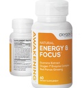 Atmoda Natural Energy & Focus Nootropic Papildinājums ar Panax Ginseng, Guarana Extract & Hroma Picolinate - Smadzeņu Papildinājums Focus, Energy, Mood & Clarity - Gluten Free Veggie, ASV - 60 Caps