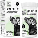 Ruff & Purr Probiotikas suņiem – 3-in-1 Probiotikas, prebiotikas un gremošanas enzīmi Gut veselības, Imūnsupport, Veselīga āda un apvalki – klīniski Studed DE111 & PreforPro
