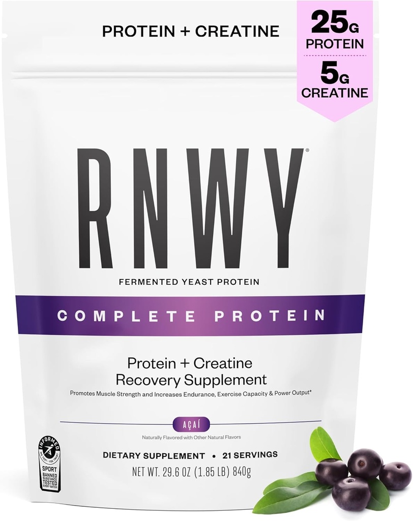 25g Acai proteīns + 5g kreatīnpulveris, veganta proteīns ar gremošanas enzīmiem, lai izveidotu un atgūtu, 21 Servējumi