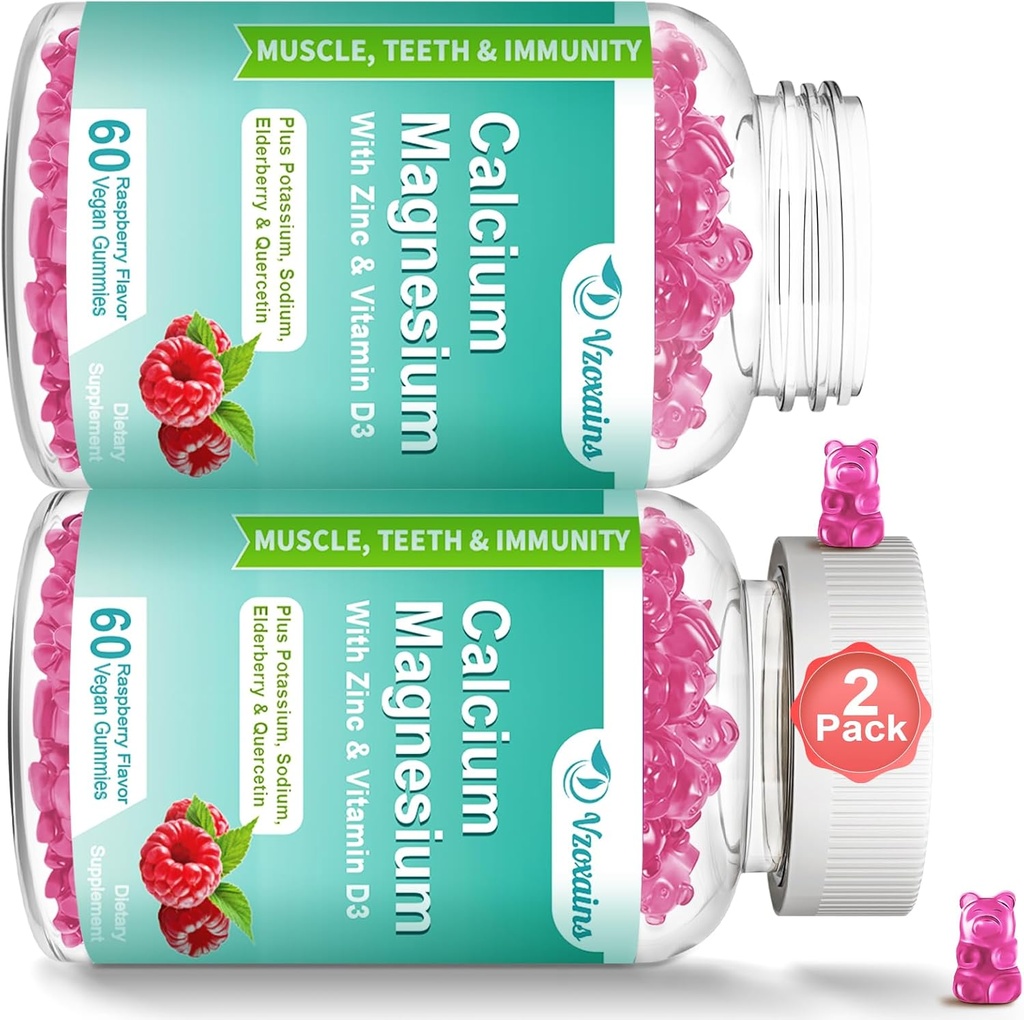 Augsta Absorbcija Kalcija Gumijas, Kalcija Magnija Cinka ar magnija Glicināts, Kālijs, Vitamīns D3 sievietēm un vīriešiem - Aveņu uzliesmo 120 Cts