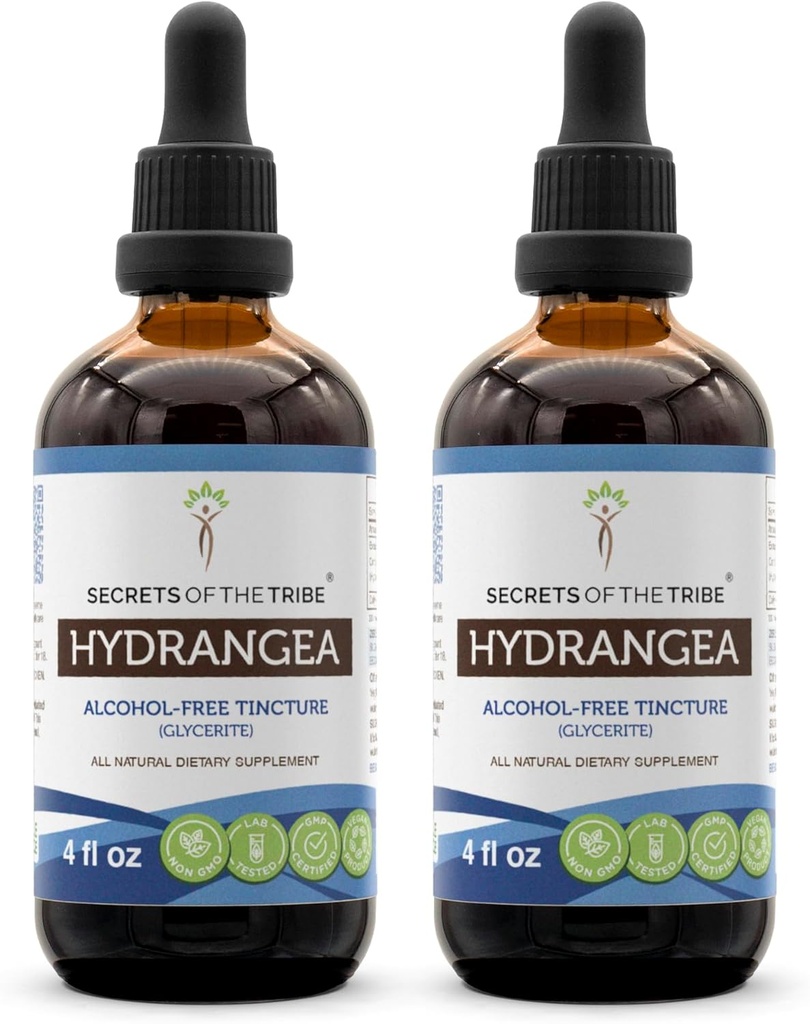 Noslēpumi no tribe Hydrangea Tincture Alkohola brīva šķidruma ekstraktu, Hydrangea (Hydrangea arborescens) Kaltētas saknes (2x4 FL OZ)