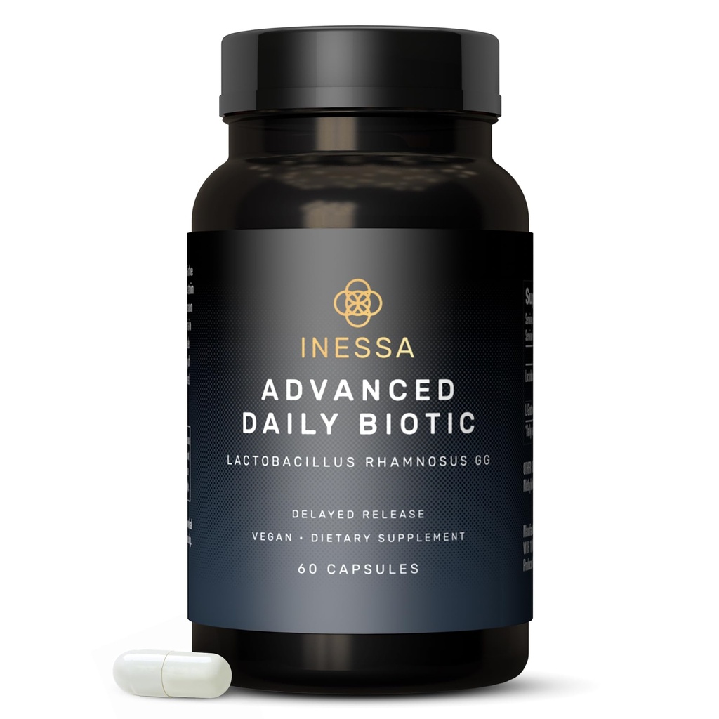 Inesea Daily Biotic - Probiotikas sievietēm Gremošanas veselība ar aizkavētu Release Technology - Advanced Probiotic ar 10 miljardiem KVV - Lactobacillus Rhamnosus Strain 60 Vegan kapsulas vīriešiem un sievietēm