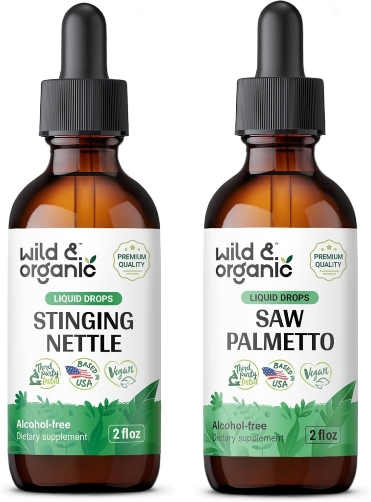 Savvaļas un organiskās stīgas Tinktūra 2 fl oz un zāģis Palmetto Tinktūra 2 fl oz