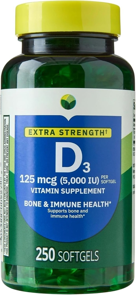 H4U Extra Strength D3 vitamīns 5000 SV (125 mcg) Mīkstie gels    ; Atbalsta kaulu, zobu un imūno veselību ; Augsta potence Sunshine Vitamīns ; Viegli uz salvetes Papildinājums 