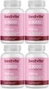 BESTVITE vitamīns C 1000mg (480 Veģetārās kapsulas) (120 x 4) ar Citrus Bioflavinoids - bez stearātiem - vegan - ne ĢMO - bez lipekļa
