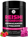 Dabiskie Reiši Sēnes Gumijas & L Teanīns ar Ashwagandha - Spēcīgi Sēņu Papildinājumi Imūnsupport, Stress Relief & Uzlabot Miega Gumijas - Ashwagandha Gumijas sievietēm un vīriešiem
