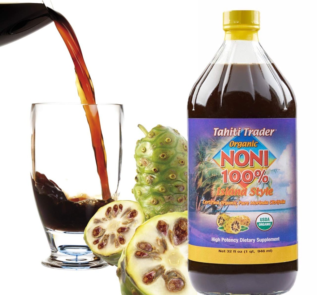 Tahiti Trader Island Stils ar augstu potenci Noni Juice - Pure Noni Fruit Suice Fermented to Etiķis - Organic Antioxidant Superfood Atbalsta enerģija un ķermeņa veselība - (32oz, 1 iepakojums)